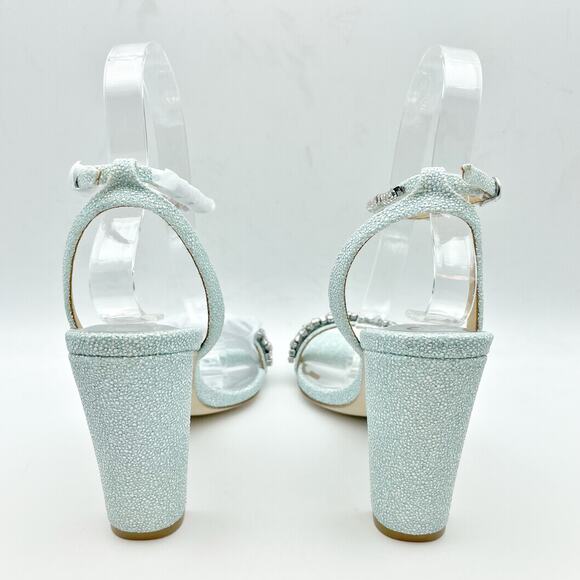 BADGLEY MISCHKA Womens Tasmine Tall Evening Sandals US 6.5 37 Blue Crystals NIB - Picture 9 of 12